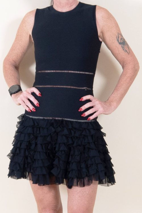 Alexander McQueen Short Grey/ Black Dress with Bottom Ruffles