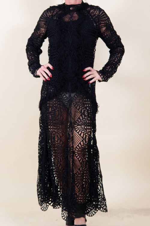 Long Black Lace Jonathan Simkhai See Through Dress