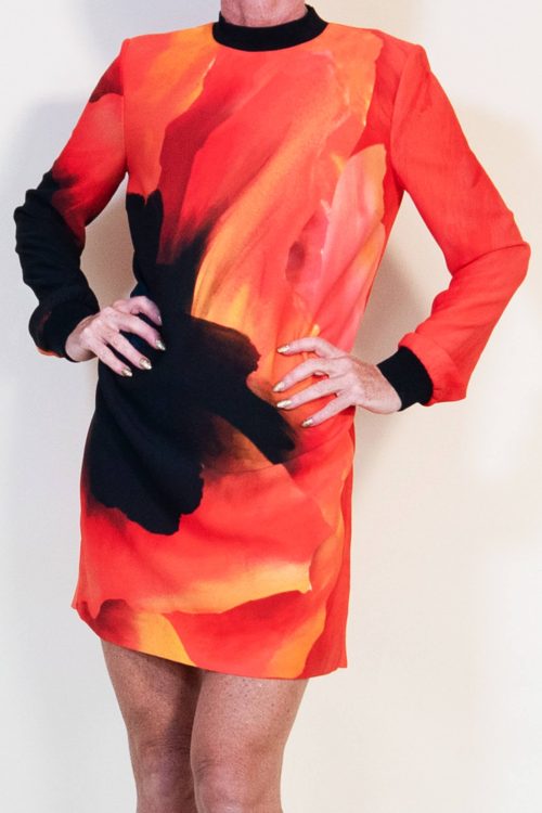 Victoria Beckham Black/ Red Loose Fitting Dress