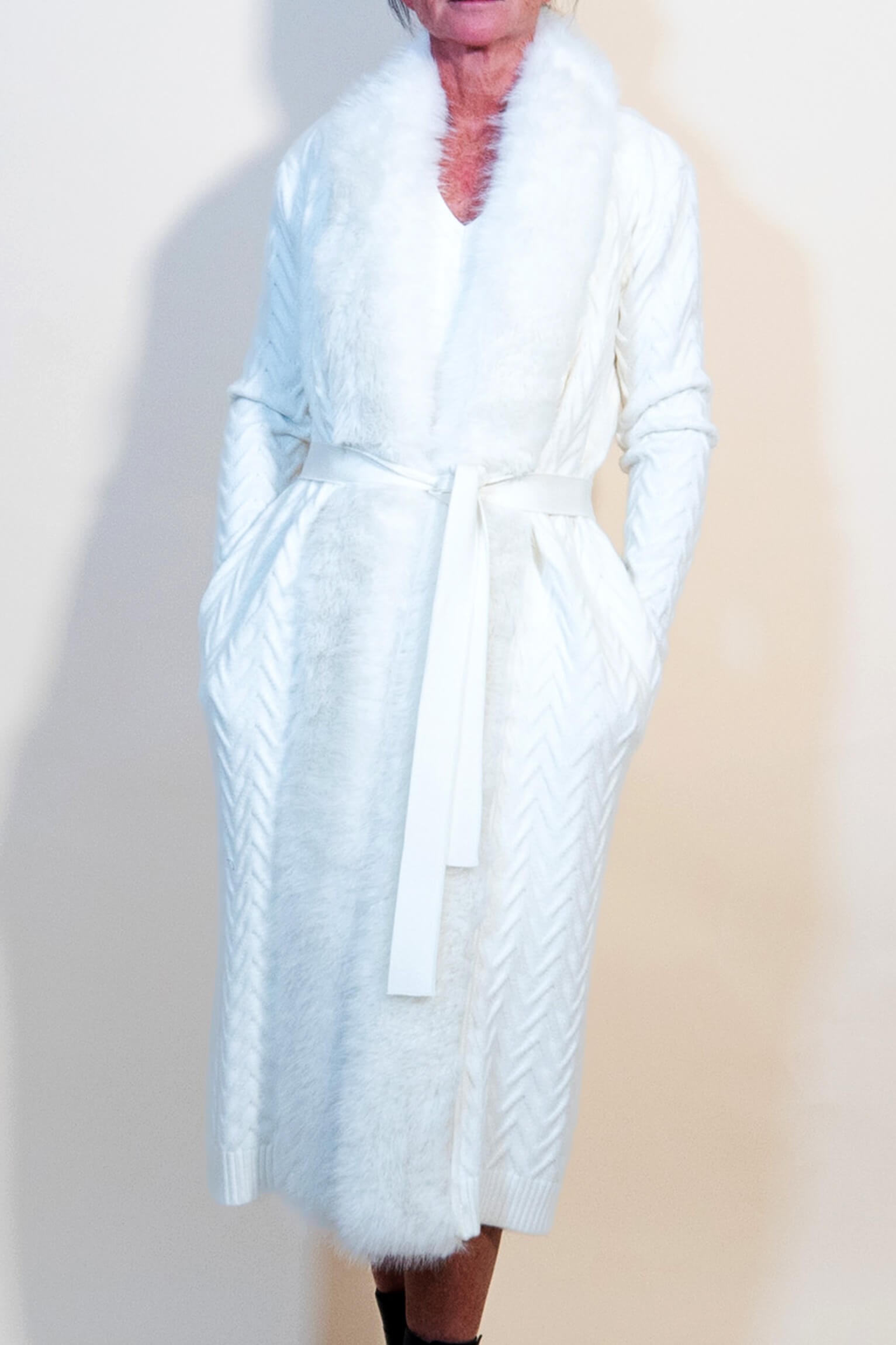 Long White Knitted Coat (Matches White Dress) Marciano. GUESS