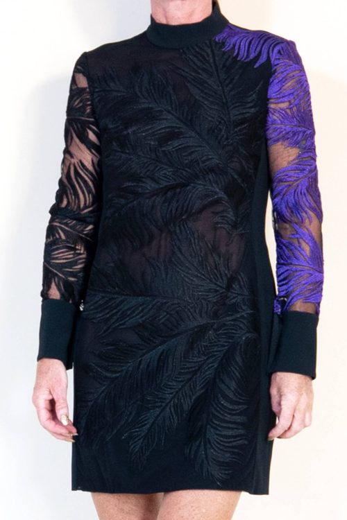 Black and Purple David Koma Feather Detail Dress
