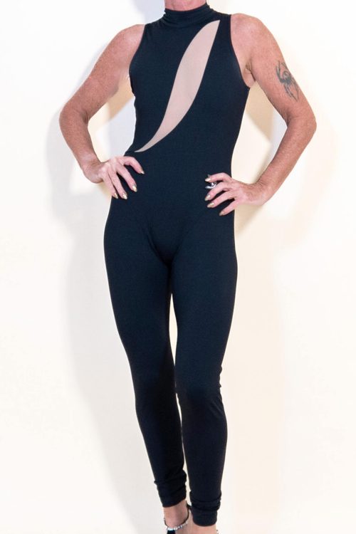 David Koma Black Jumpsuit with Front Mesh Slash