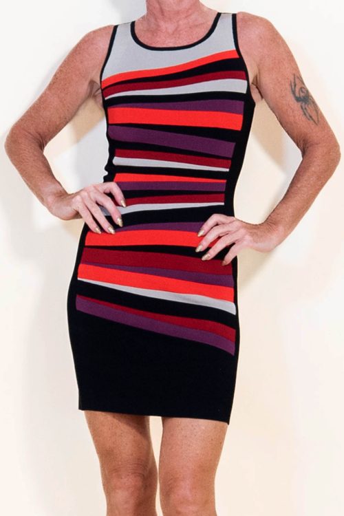 Karen Millen Little Tight Fitted Dress with Horizontal Coloured Stripes