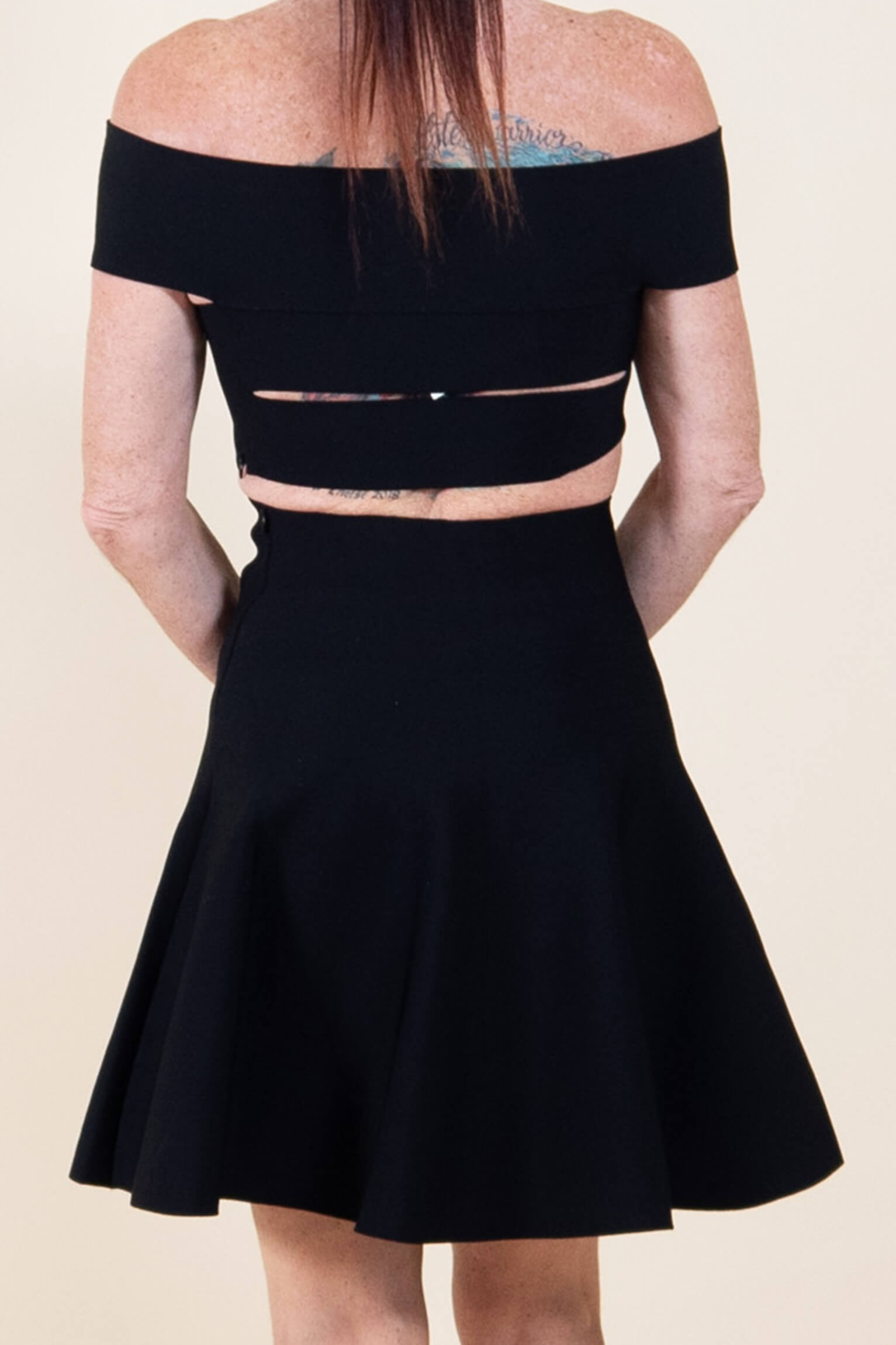 Short Alexander McQueen Black Dress, Front Clasps and Side Slashed Front