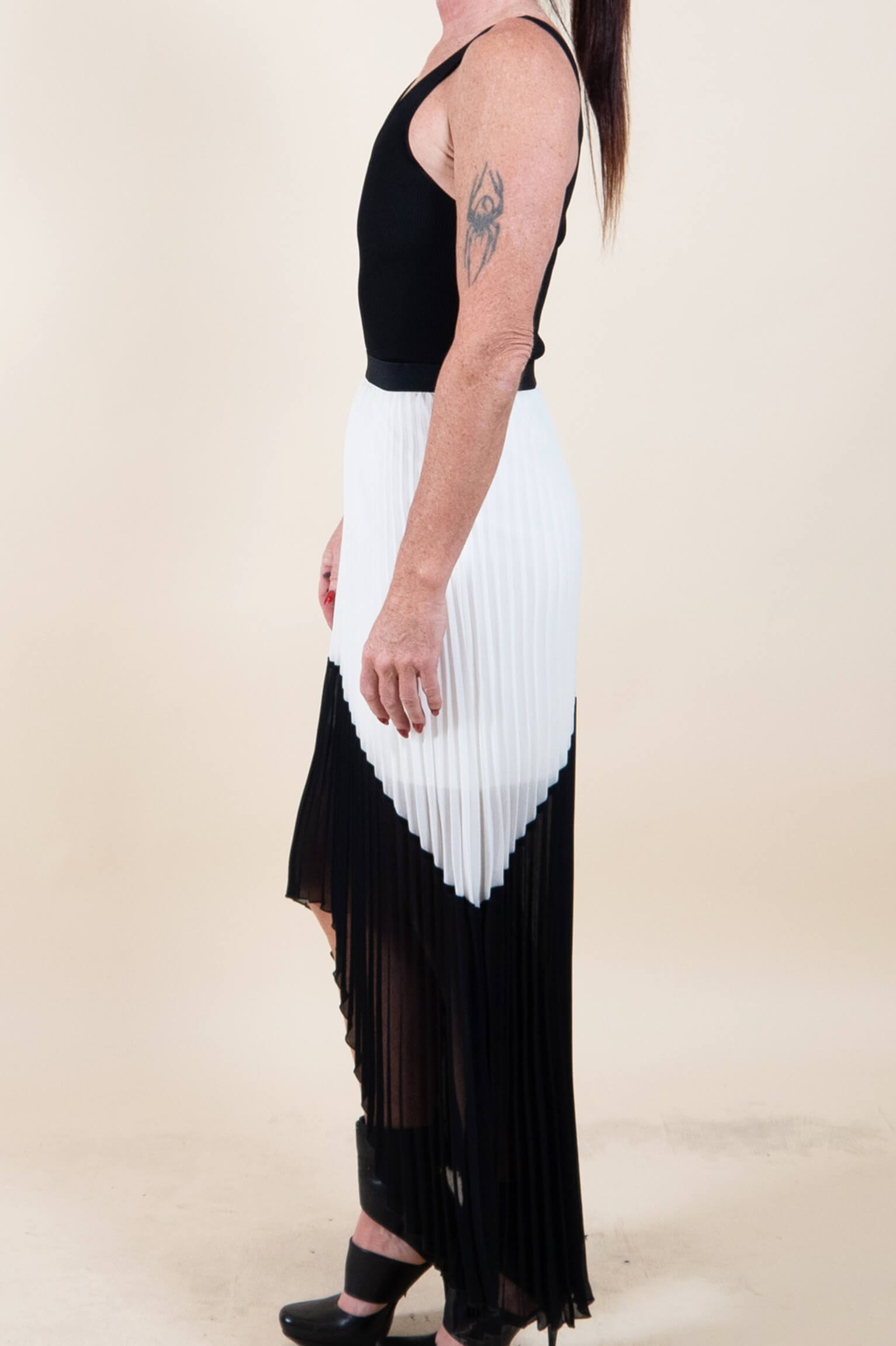 Maje Long Black/ White Pleated Dress