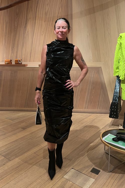 Alexander McQueen PVC Ruched Midi Dress